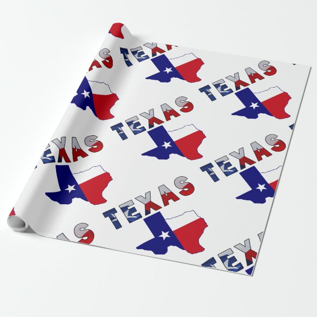 Flagga Karta med Texas Presentpapper (Utrullad)