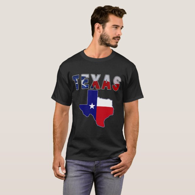 Flagga Karta med Texas T Shirt (Hel framsida)