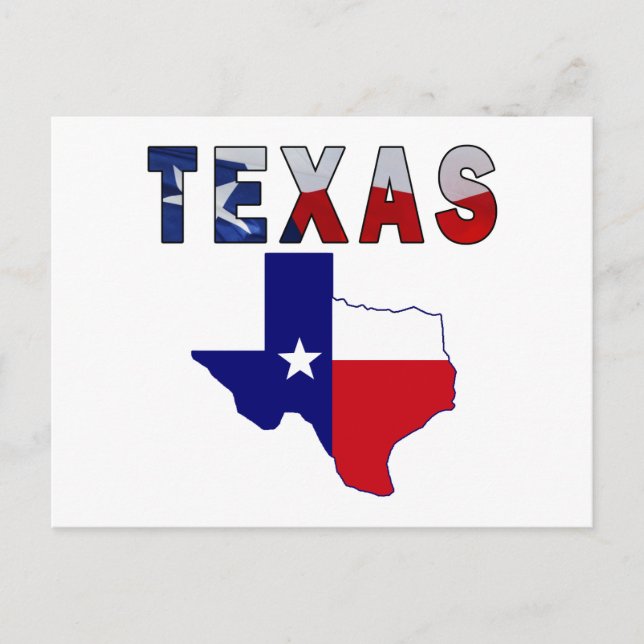 Flagga Karta med Texas Vykort (Framsida)
