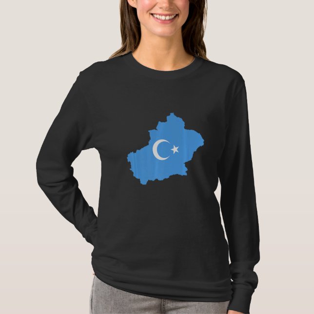 Flagga Karta Över Östturkestan T Shirt (Framsida)