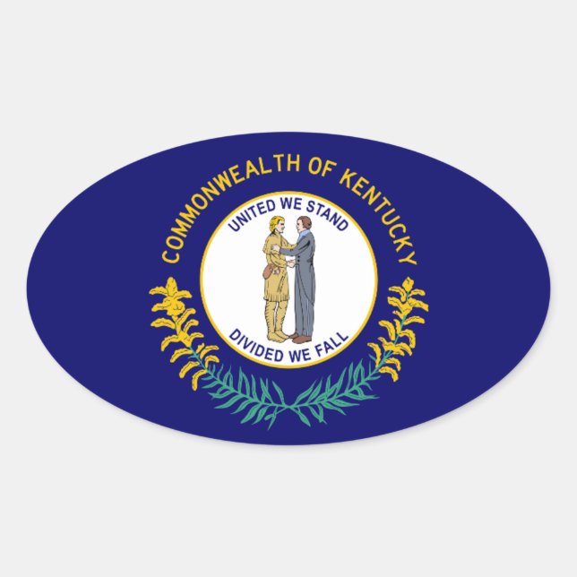 Flagga Kentucky Ovalt Klistermärke (Framsida)