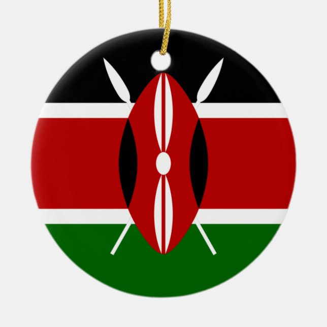 Flagga Kenya-Afrikan Julgransprydnad Keramik (Framsidan)