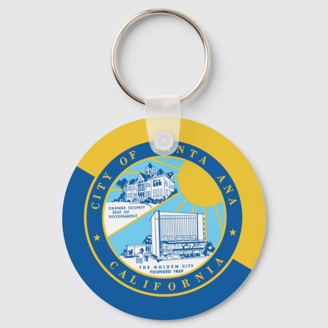 Flagga Keychain i staden Santa Ana (Kalifornien) Nyckelring (Framsida)