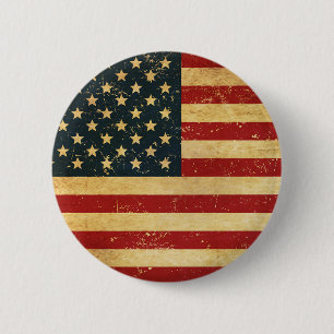 FLAGGA-knapp för USA Vintage Grunge Knapp