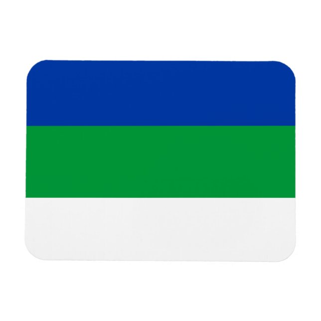 Flagga Komi-republiken Magnet (Horisontell)