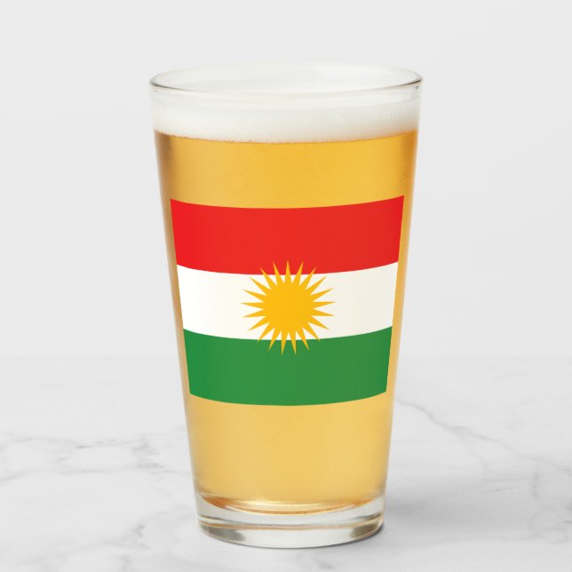 Flagga Kurdistan Glaskopp (Framsida fylld)