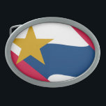 Flagga Lafayette, Indiana<br><div class="desc">Bälte Buckle med en design med flagga Lafayette,  Indiana.. En röd,  vit och blå flagga med en gult stjärna</div>