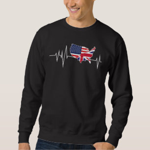 Flagga Land Heartslag British American Flaggor Wor Lång Ärmad Tröja