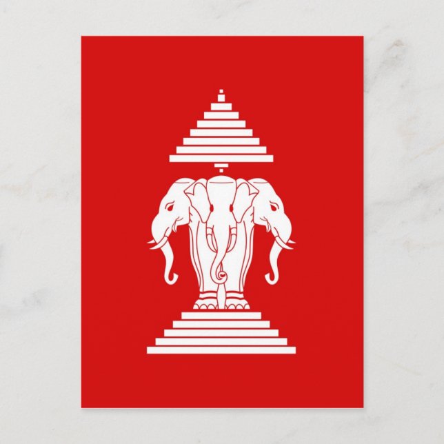 Flagga Laos (1952-1975) - ທຸ ງ ຊ ດ ລ າ Vykort (Framsida)