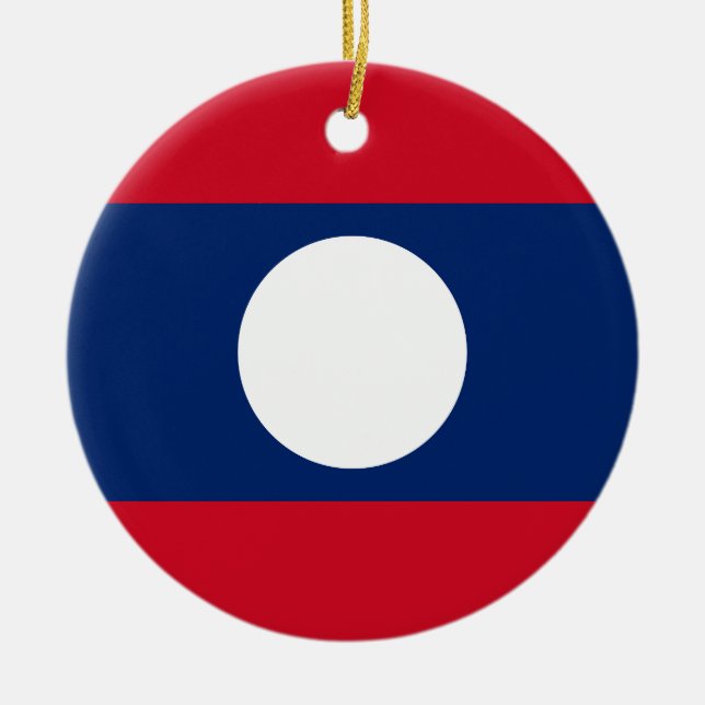 Flagga Laos Julgransprydnad Keramik (Framsidan)