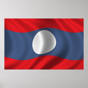 Flagga Laos Poster