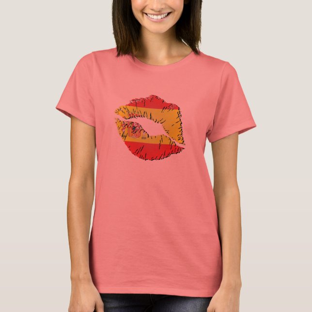 Flagga Läppar T Shirt (Framsida)