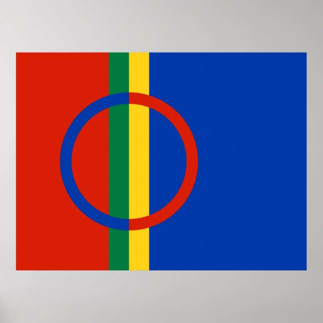 Flagga Lappland (jul) (Sami) (Laplander) Poster (Framsidan)