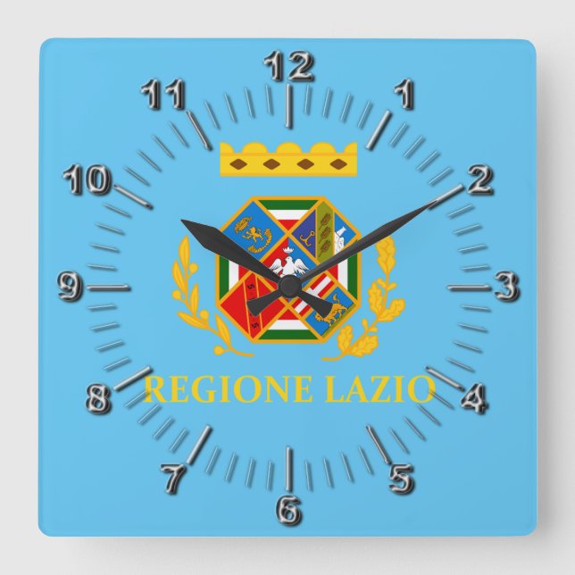 Flagga Lazio (Italien) Fyrkantig Klocka (Framsida)