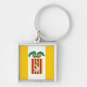Flagga Lecce, Apulien (Italien) Fyrkantig Silverfärgad Nyckelring
