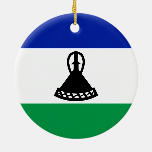 Flagga Lesotho Julgransprydnad Keramik (Baksidan)