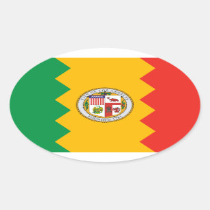 Flagga Los Angeles, Kalifornien Ovalt Klistermärke
