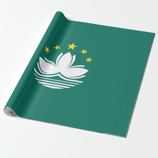 Flagga Macau (Kina) Presentpapper (Utrullad)