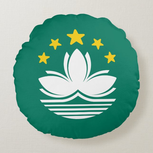 Flagga Macau Rund Kudde (Framsidan)