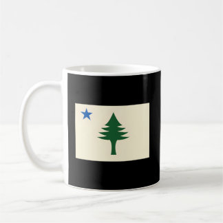 Flagga Maine 1901 Maine Statlig flagga E Träd Kaffemugg