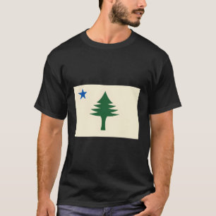 Flagga Maine 1901 Maine Statlig flagga E Träd T Shirt