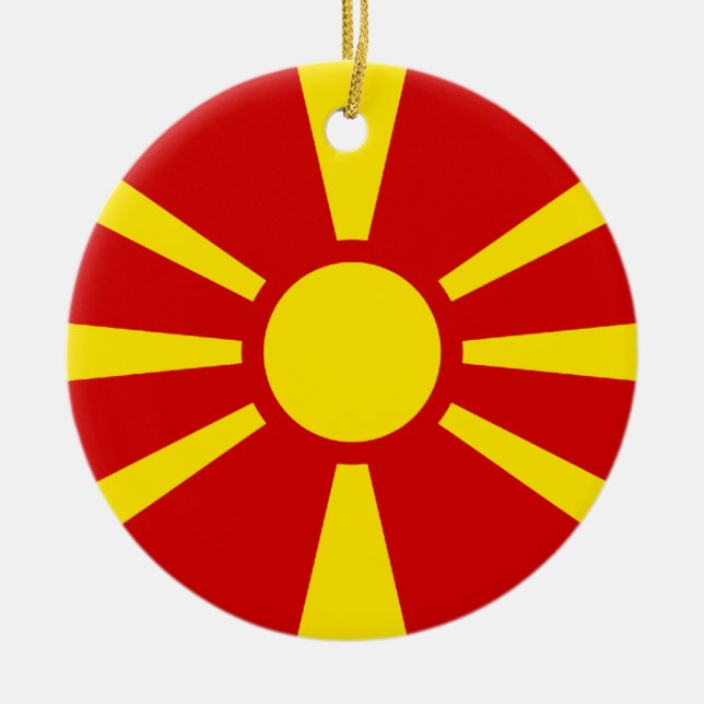 Flagga Makedonien Julgransprydnad Keramik (Framsidan)