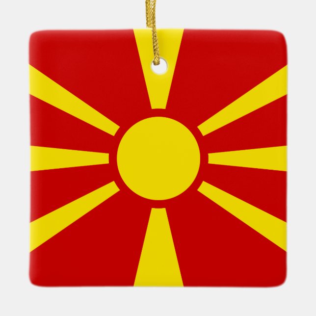 Flagga Makedonien (Makedonien) Julgransprydnad Keramik (Framsida)