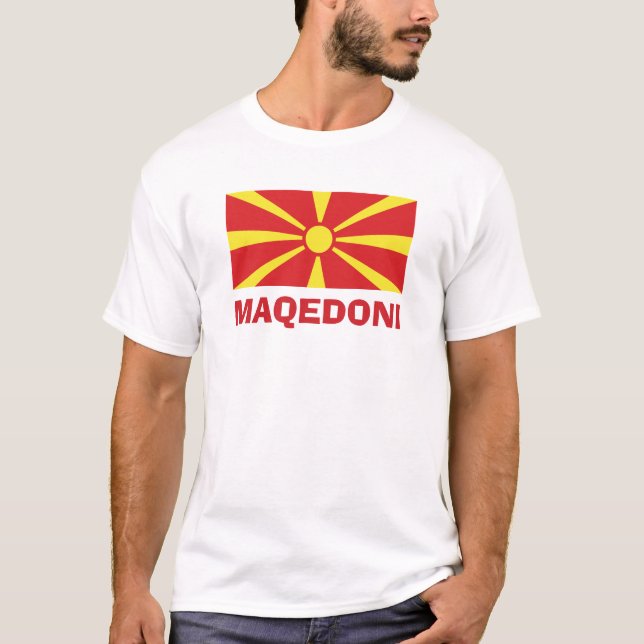 Flagga Makedonien Maqedoni T-Shirt (Framsida)