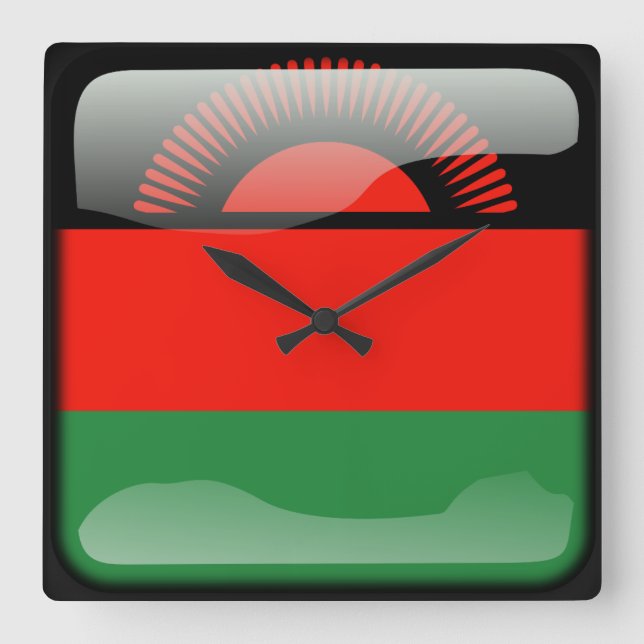 Flagga Malawi Fyrkantig Klocka (Framsida)