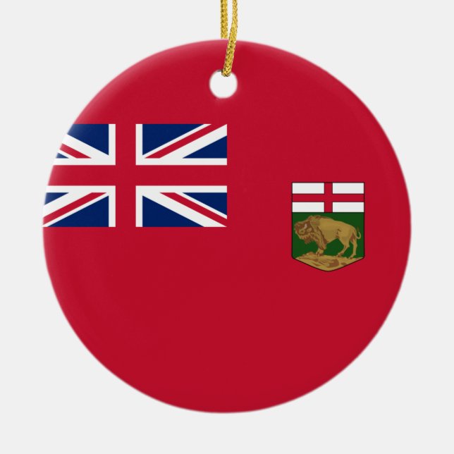 Flagga Manitoba Julgransprydnad Keramik (Framsidan)