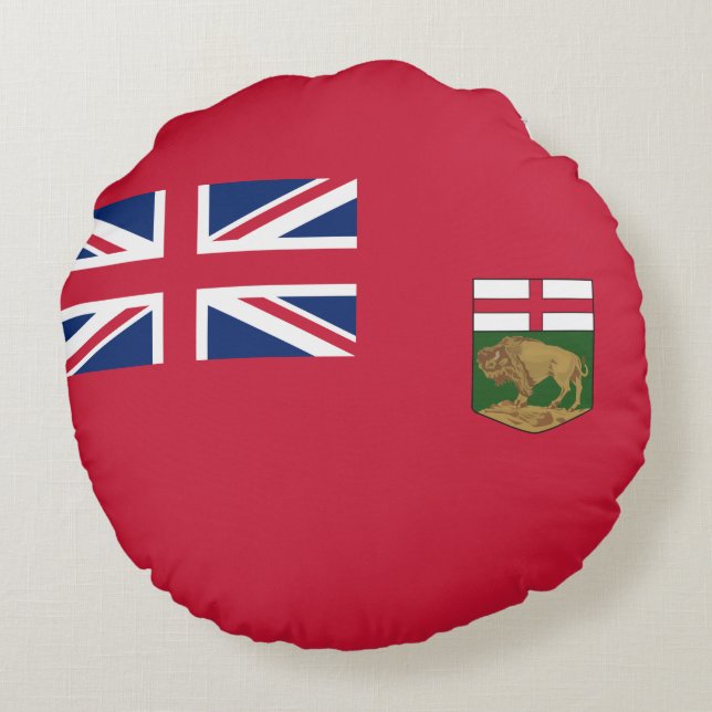 Flagga Manitoba Rund Kudde (Baksidan)