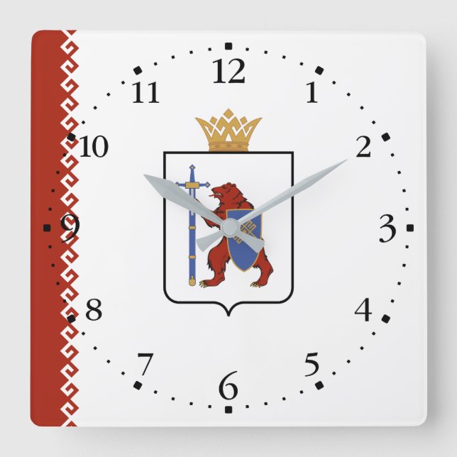 Flagga Mari El Fyrkantig Klocka (Framsida)