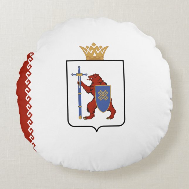 Flagga Mari El Rund Kudde (Framsidan)