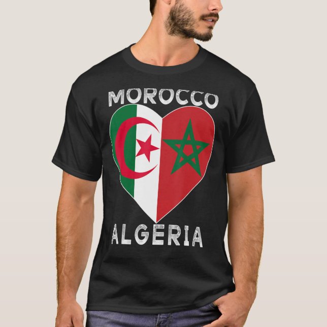 Flagga, Marocko, Algeriet, Kärlek, Marocko, Algeri T Shirt (Framsida)