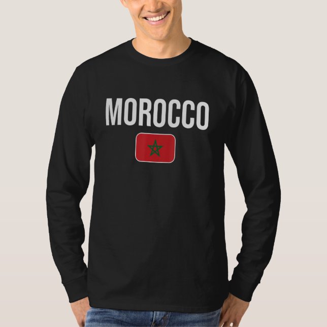Flagga Marocko-Vintagen pridet Marocko T Shirt (Framsida)