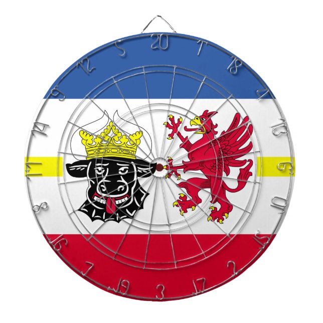 Flagga Mecklenburg-Westerna Pommania Dartboard Darttavla (Framsidan)