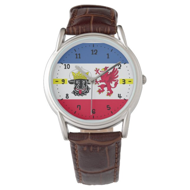 Flagga Mecklenburg-Westerna Pommania Watch Armbandsur (Framsida)