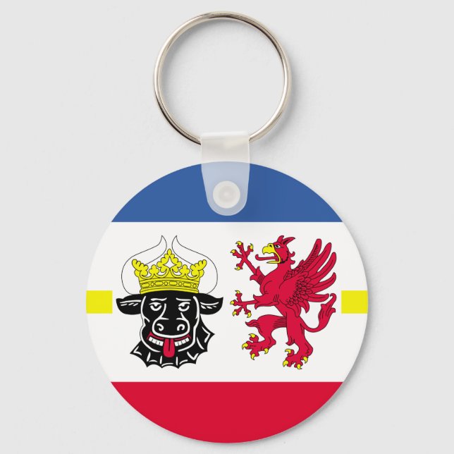 Flagga Mecklenburg-Westerna Pommern Keychain Nyckelring (Framsida)