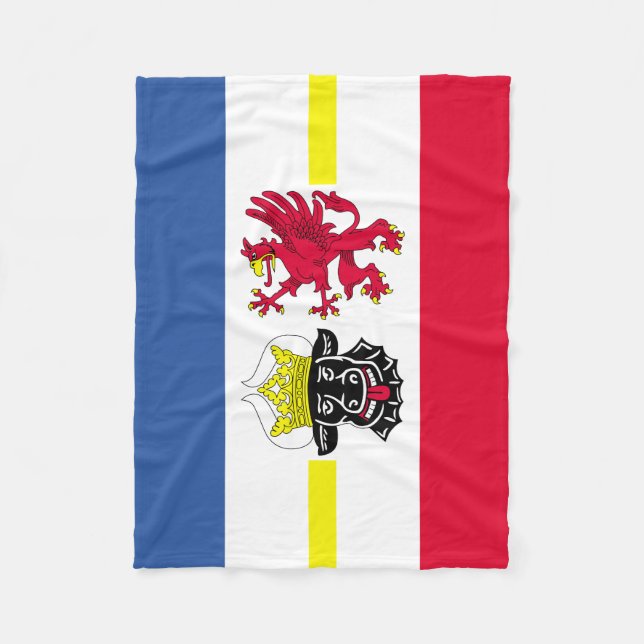Flagga Mecklenburg-Westerna Pommern Ull Blank Fleecefilt (Framsidan)