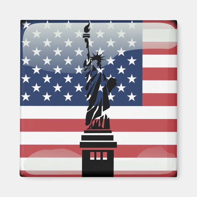 Flagga med glansig Stater Magnet (Framsidan)