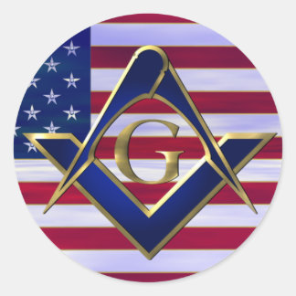 Flagga med kvadrat och kompasser runt klistermärke