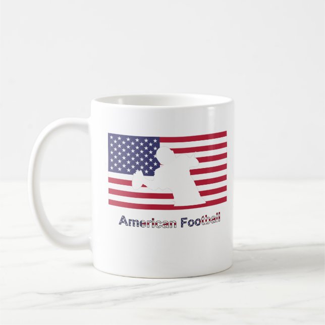 Flagga med silhouette i amerikanska fotbollsmatche kaffemugg (Vänster)