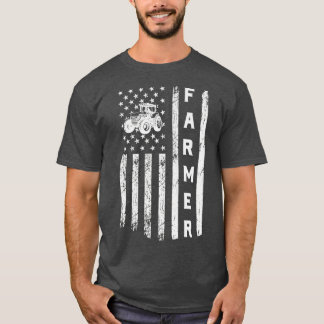Flagga med Tractor Patriotic Farmer T Shirt