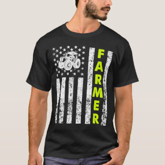 Flagga med Tractor Patriotic Farmer T Shirt
