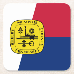 Flagga Memphis, Tennessee Square Papper Underlägg Kvadrat