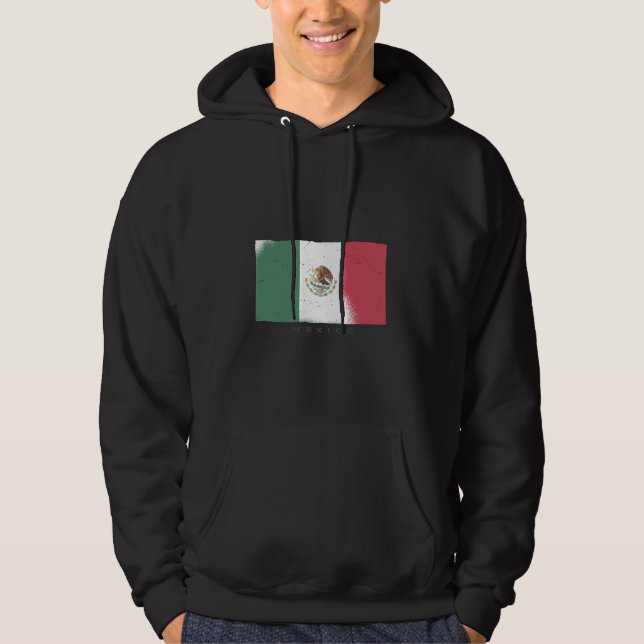 Flagga Mexiko Grunge Stil Hoodie (Framsida)