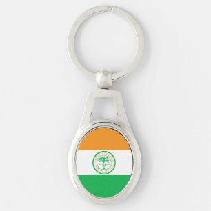 Flagga Miami, Florida Keychain Ovalt Silverfärgad Nyckelring