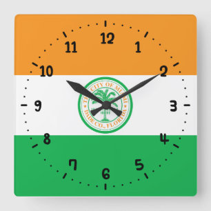 Flagga Miami, Florida Square Wall Clock Fyrkantig Klocka
