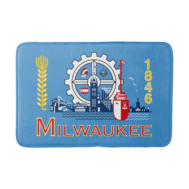 Flagga Milwaukee, Wisconsin Bath Mat Badrumsmatta (Framsidan)