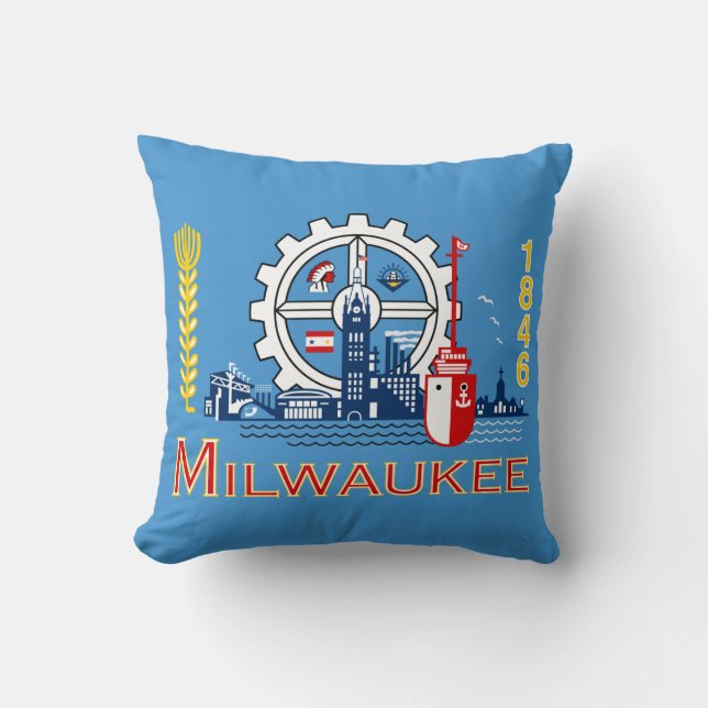 Flagga Milwaukee, Wisconsin Dekorativ kudde (Framsida)